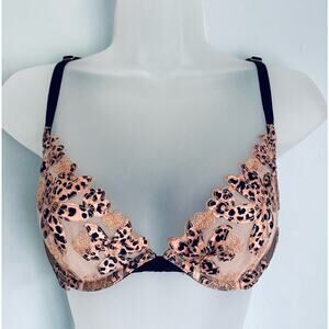 Victoria's Secret Low Cut Demi Unlined 34D Animal Print